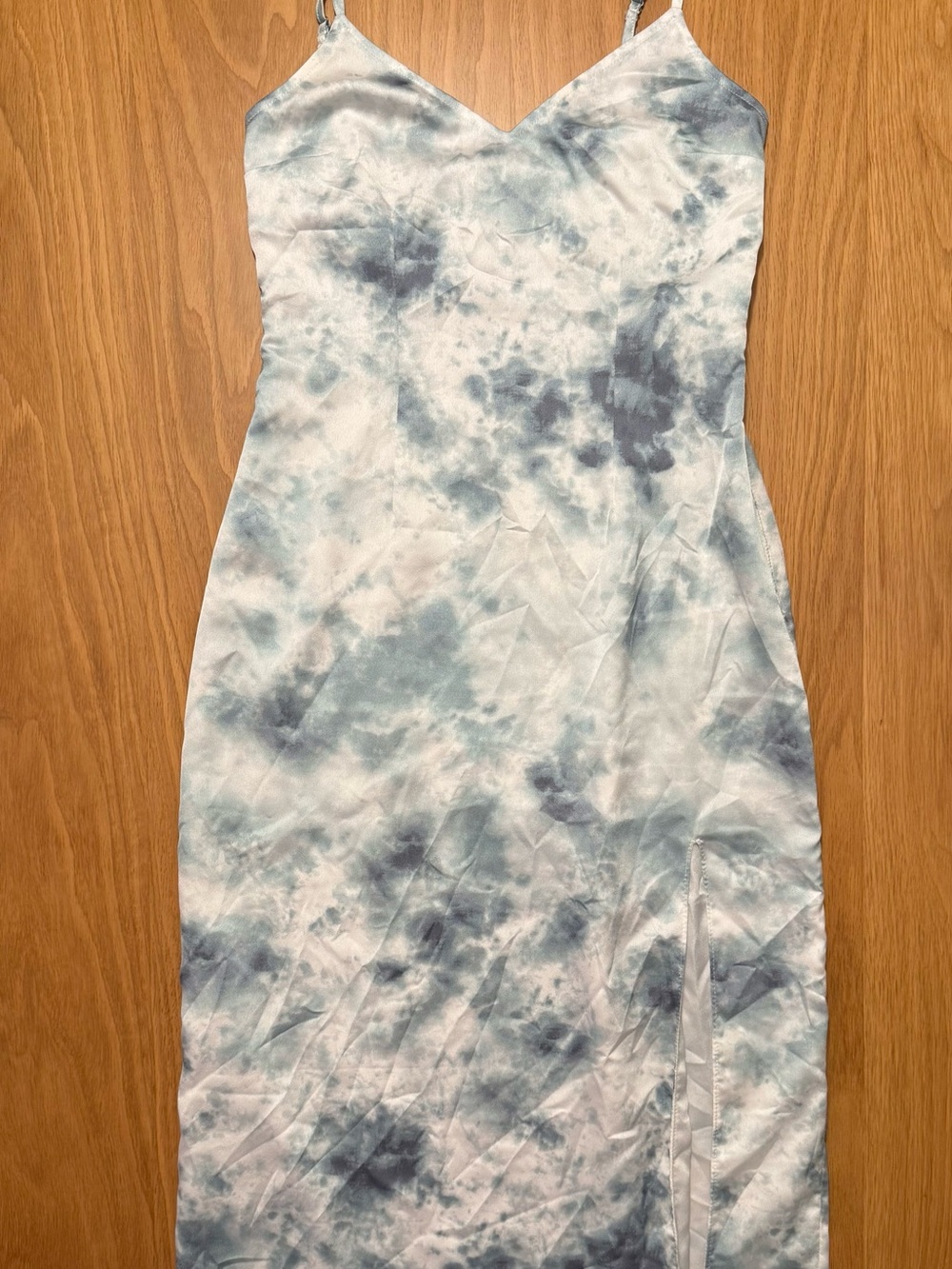 Abercrombie & Fitch Blue Tie-Dye Strapless Slip Dress